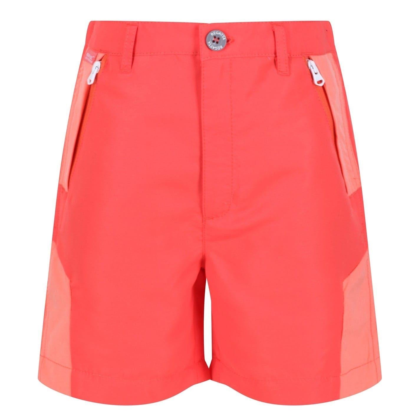 Neon Peach-Fuchsia - Front - Regatta Childrens-Kids Sorcer Colour Block Shorts
