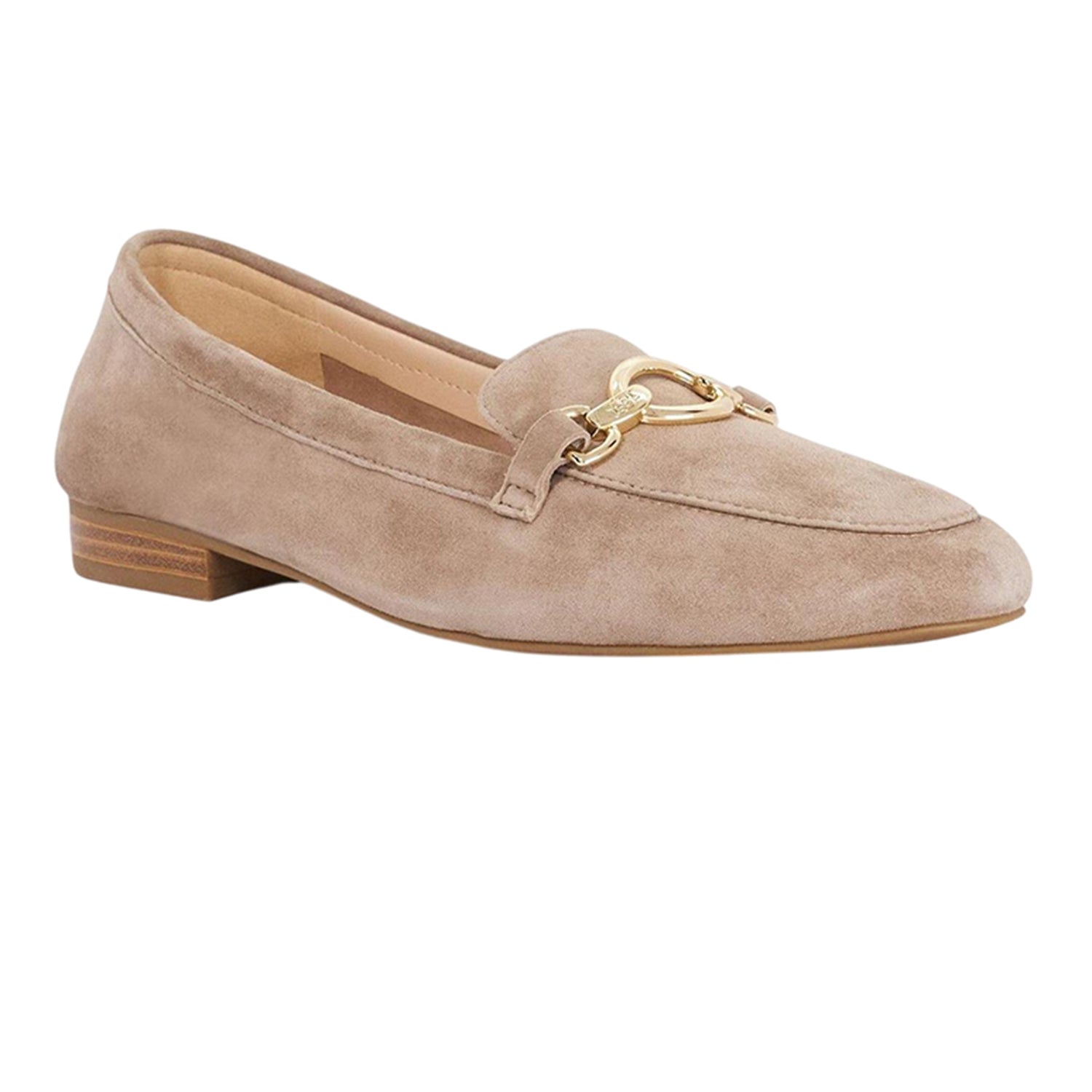 Taupe - Side - Dune London Womens-Ladies Lo Gladia Leather Loafers