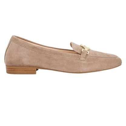 Taupe - Front - Dune London Womens-Ladies Lo Gladia Leather Loafers