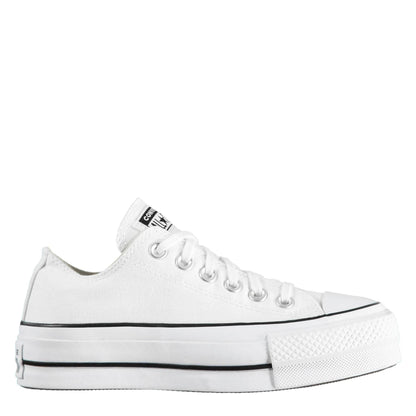 White-Black - Front - Converse Womens-Ladies Chuck Taylor Canvas Platform Shoes