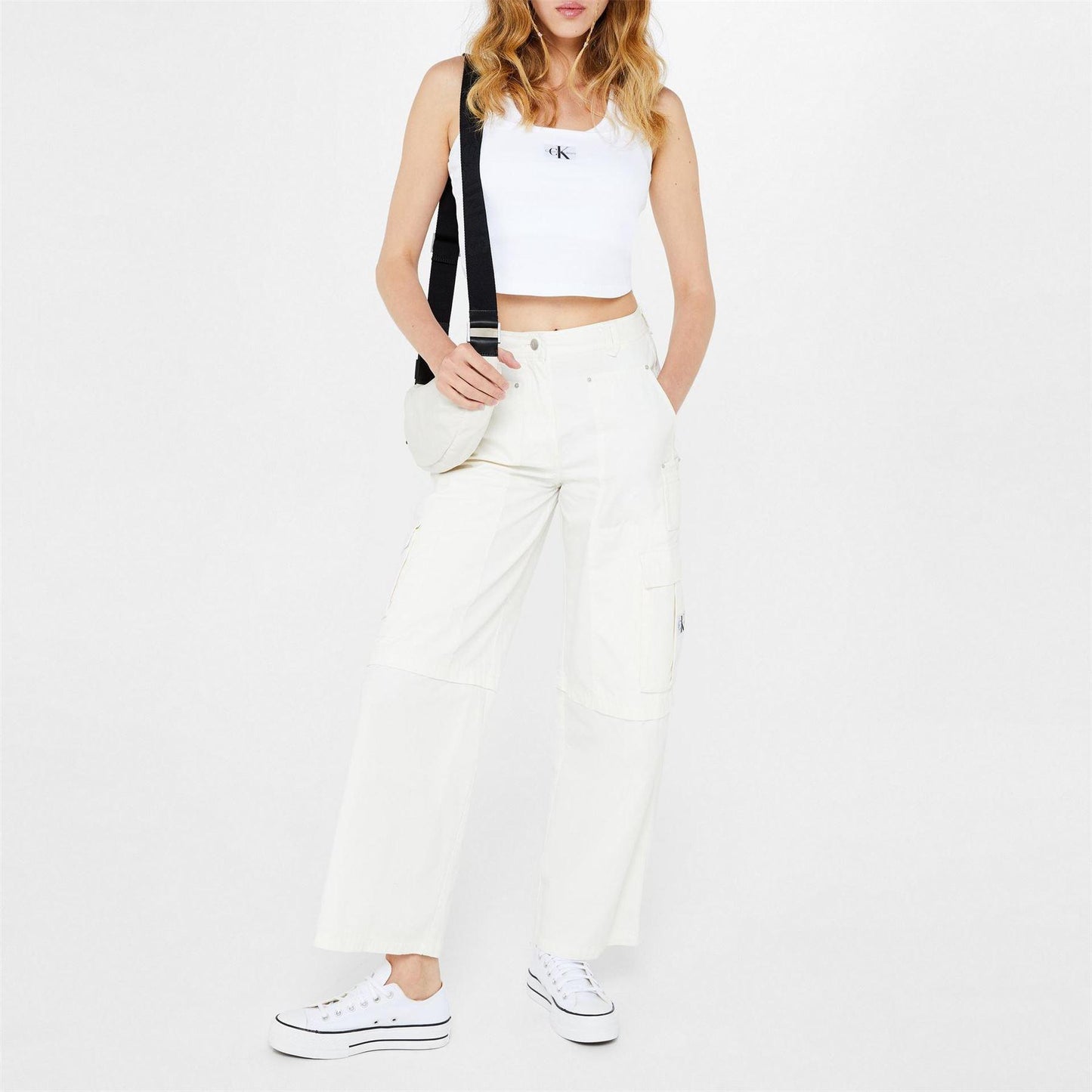 White-Black - Pack Shot - Converse Womens-Ladies Chuck Taylor Canvas Platform Shoes
