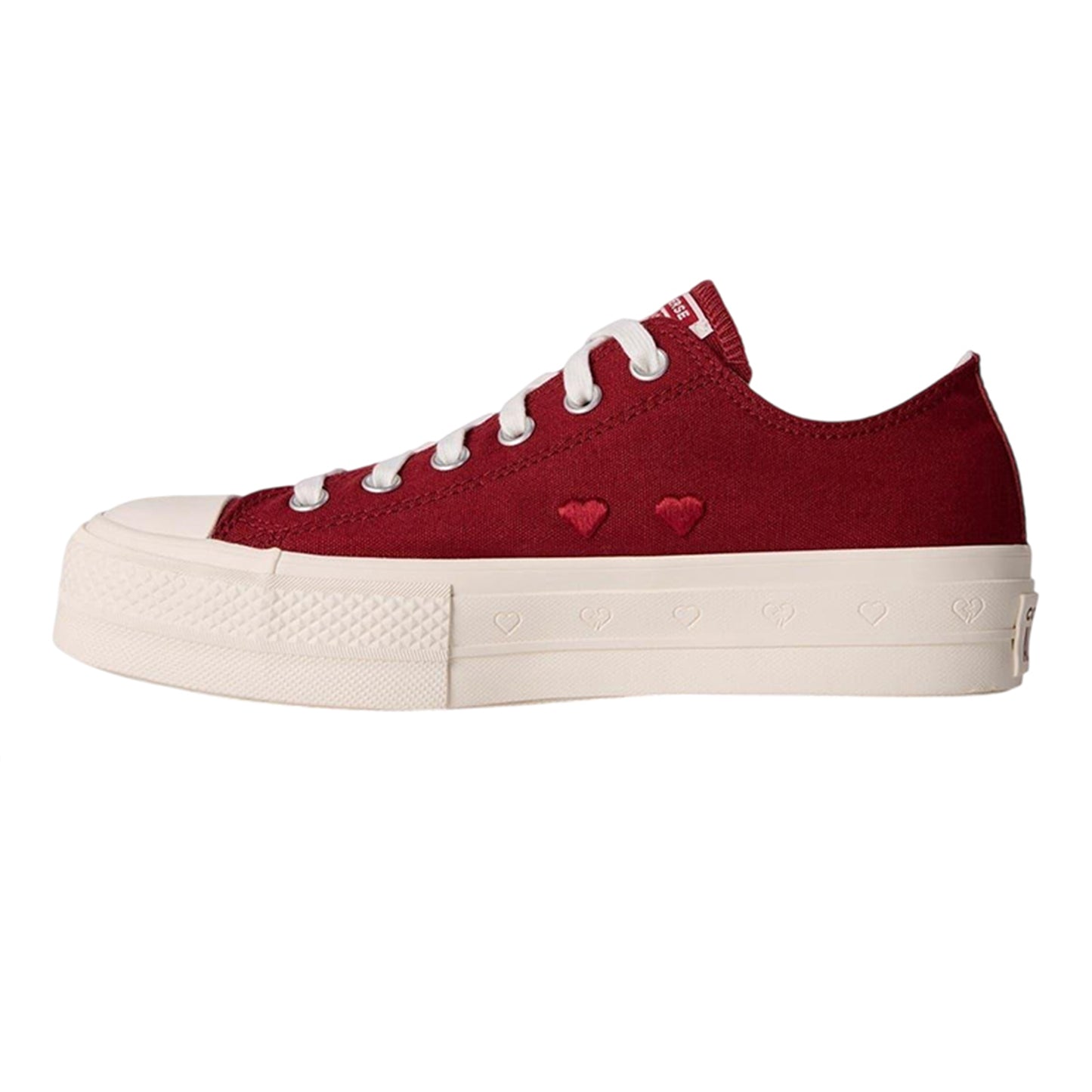 Red - Back - Converse Womens-Ladies Chuck Taylor Canvas Platform Shoes