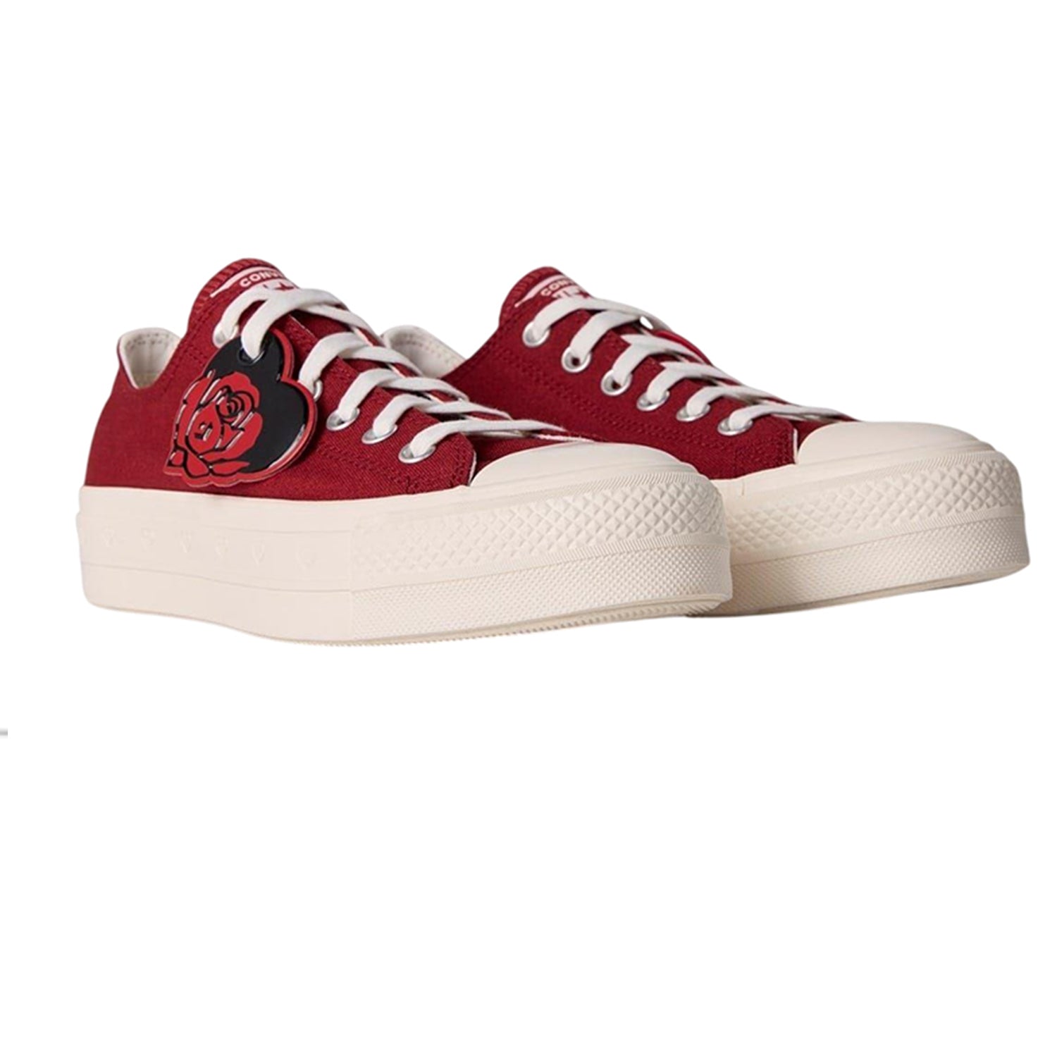 Red - Side - Converse Womens-Ladies Chuck Taylor Canvas Platform Shoes