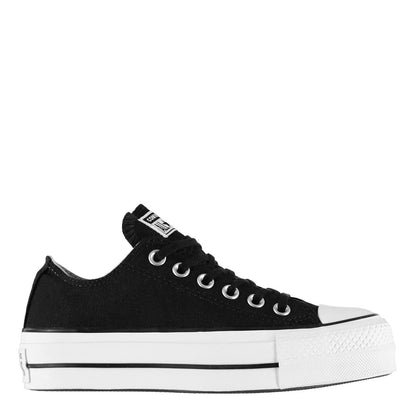 Black-White - Front - Converse Womens-Ladies Chuck Taylor Canvas Platform Shoes