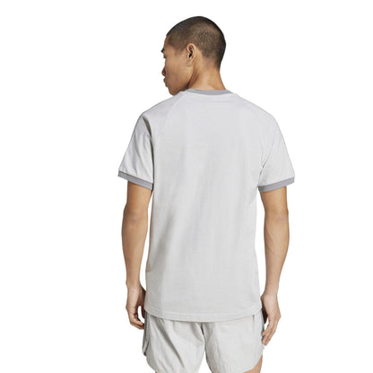 Grey - Back - Adidas Mens 3 Stripes Cotton T-Shirt