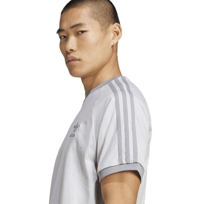 Grey - Side - Adidas Mens 3 Stripes Cotton T-Shirt