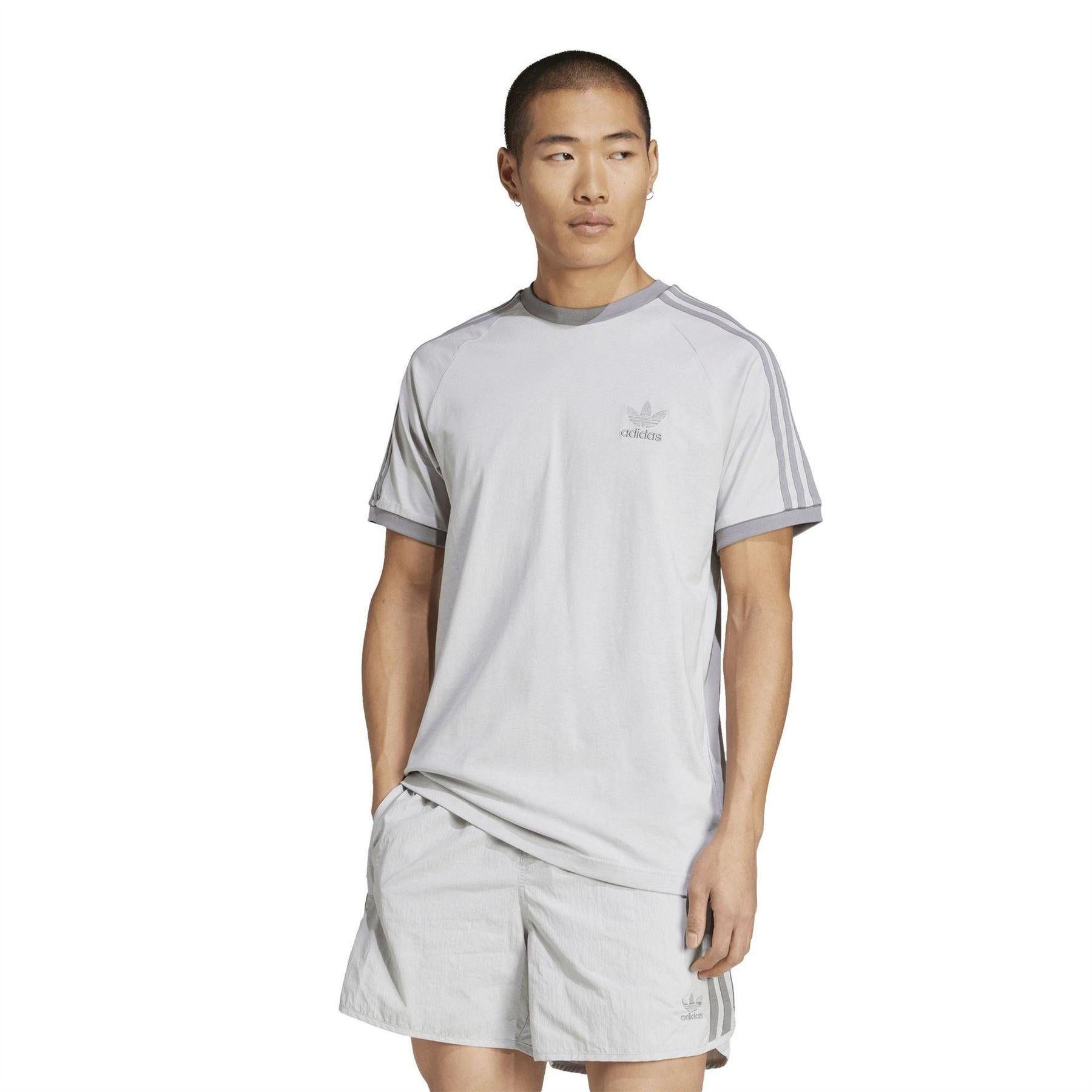 Grey - Pack Shot - Adidas Mens 3 Stripes Cotton T-Shirt