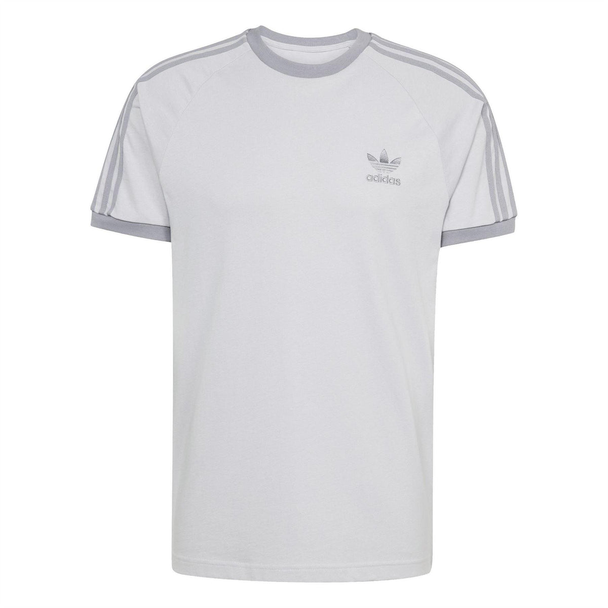Grey - Front - Adidas Mens 3 Stripes Cotton T-Shirt
