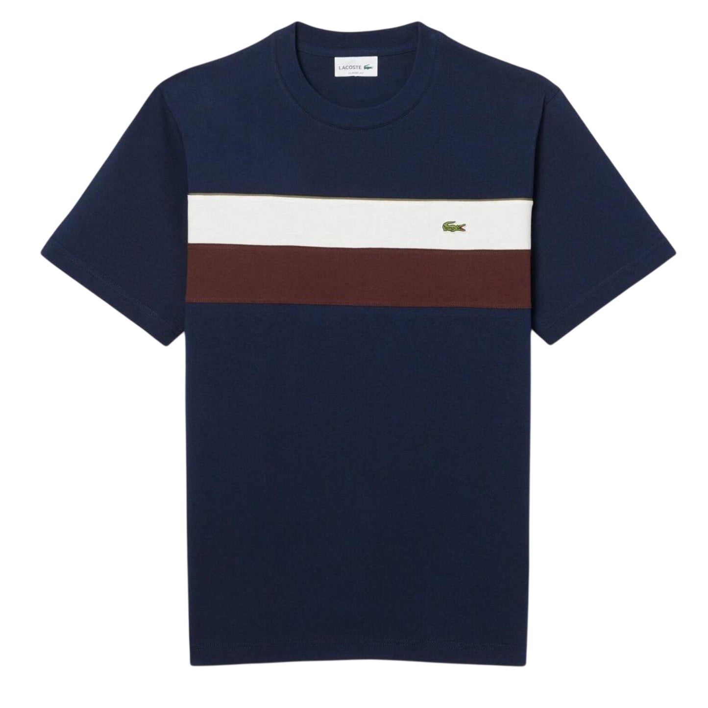 Navy - Front - Lacoste Mens Striped Regular T-Shirt