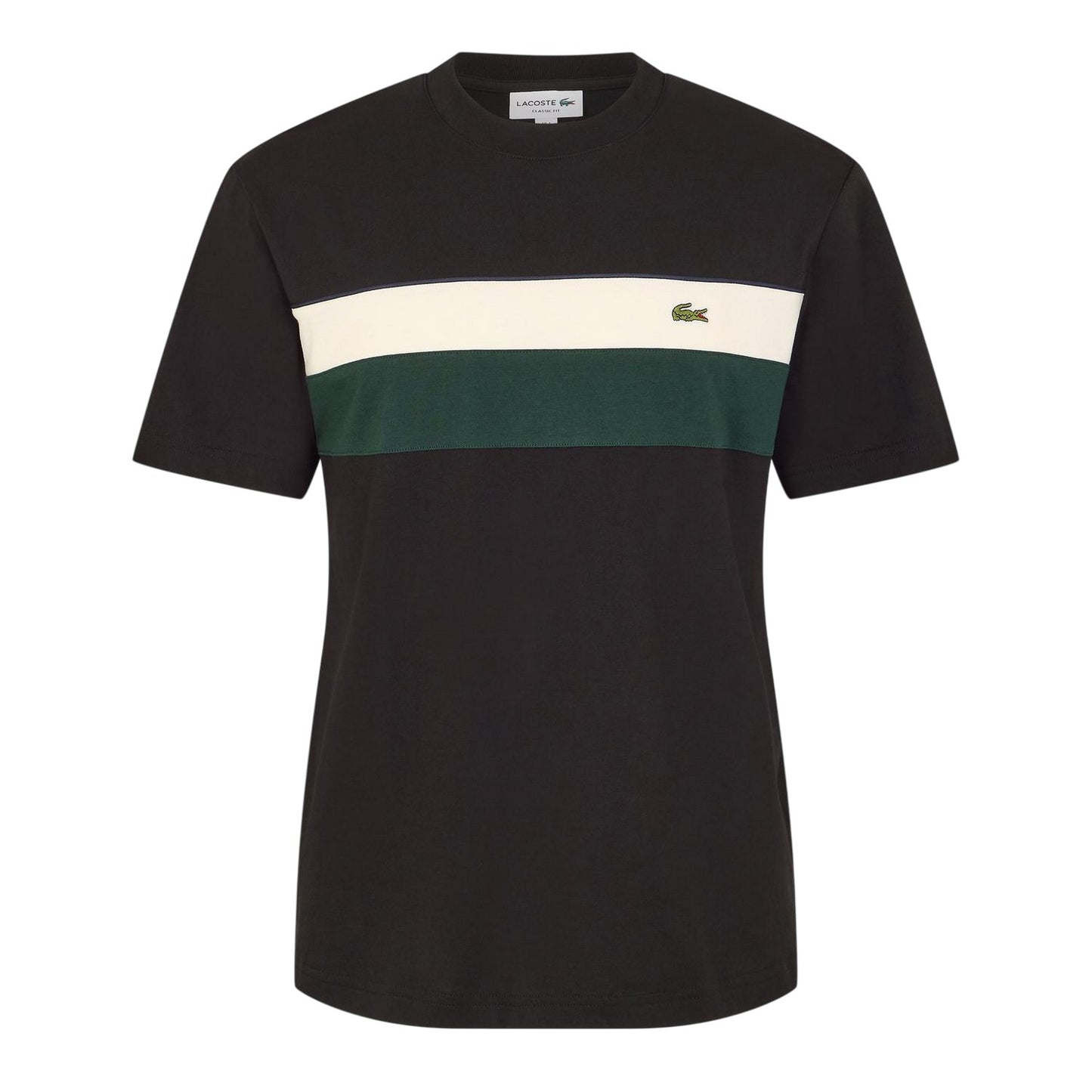 Black - Front - Lacoste Mens Striped Regular T-Shirt