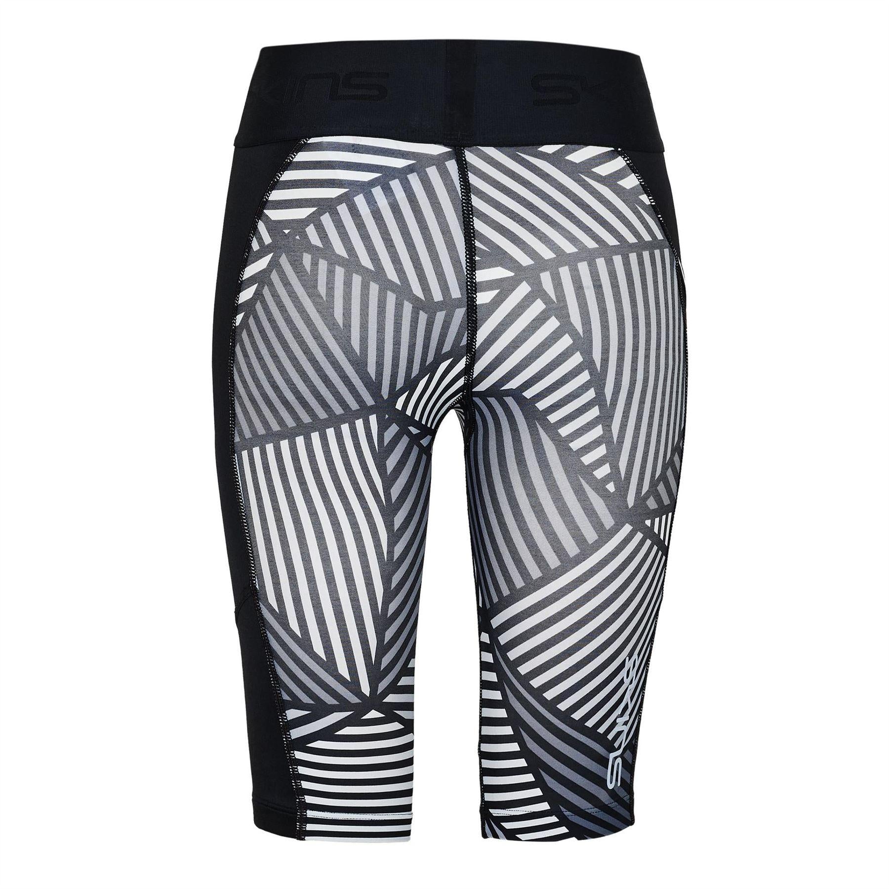 White-Black - Back - Skins Womens-Ladies Series-1 Compression Shorts