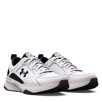 White-Black - Pack Shot - Under Armour Mens Charged Edge Leather Trainers