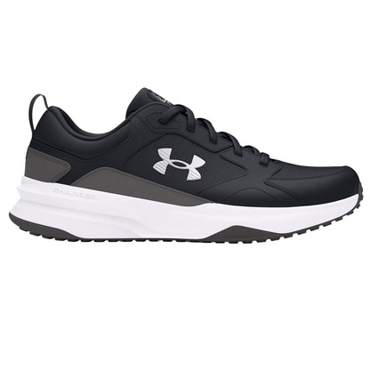 Black-Grey-White - Front - Under Armour Mens Charged Edge Leather Trainers
