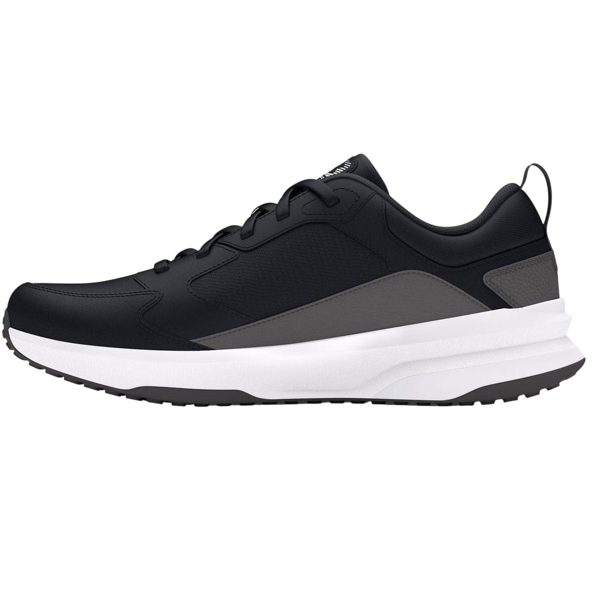 Black-Grey-White - Back - Under Armour Mens Charged Edge Leather Trainers