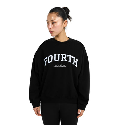 Black - Side - 4th & Reckless Womens-Ladies Leon Logo Crew Neck Sweatshirt