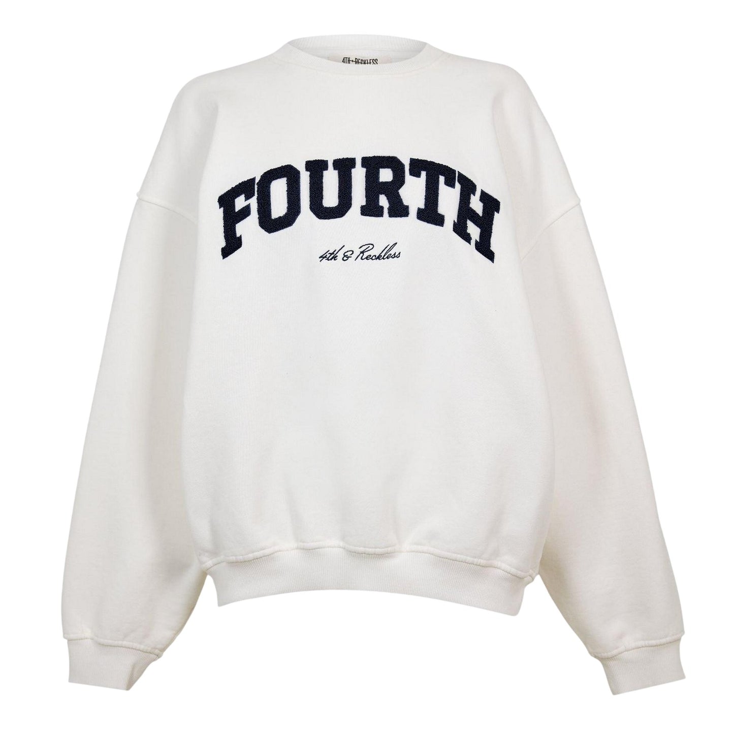 White - Front - 4th & Reckless Womens-Ladies Leon Logo Crew Neck Sweatshirt