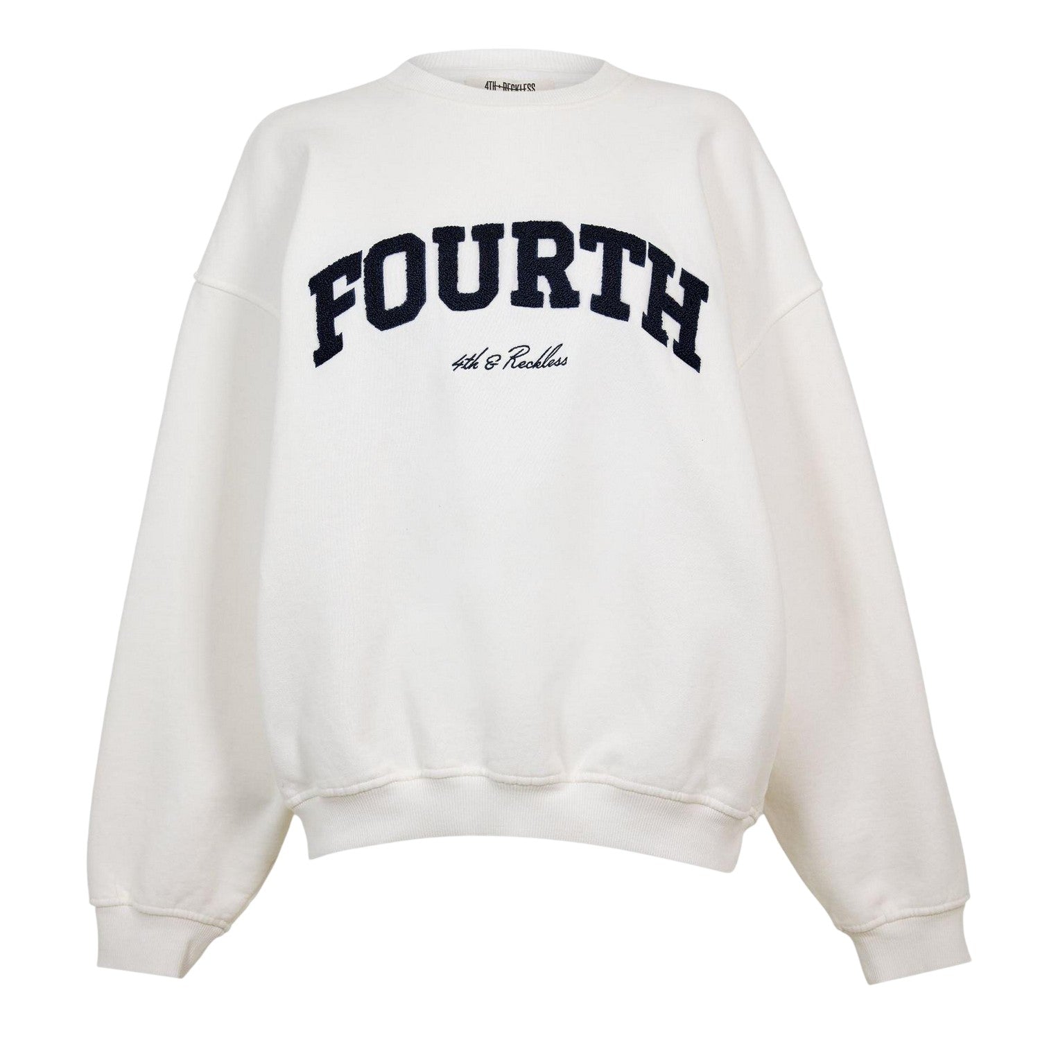 White - Front - 4th & Reckless Womens-Ladies Leon Logo Crew Neck Sweatshirt