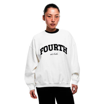 White - Side - 4th & Reckless Womens-Ladies Leon Logo Crew Neck Sweatshirt