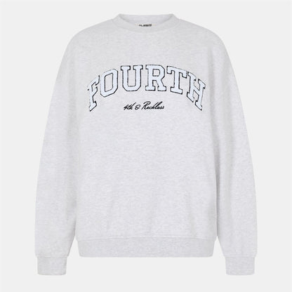 Light Grey - Front - 4th & Reckless Womens-Ladies Leon Logo Crew Neck Sweatshirt