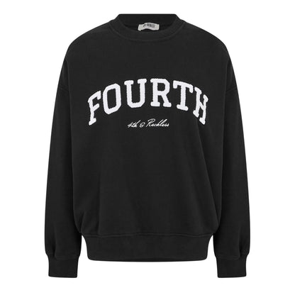 Black - Front - 4th & Reckless Womens-Ladies Leon Logo Crew Neck Sweatshirt