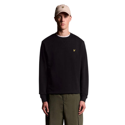 Jet Black - Front - Lyle & Scott Mens Crew Neck Relaxed Fit Sweatshirt