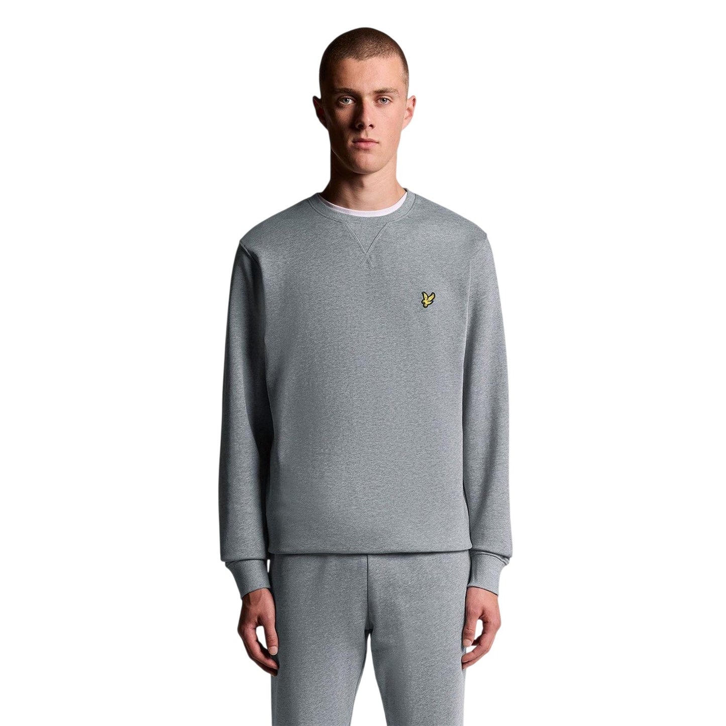 Grey Marl - Front - Lyle & Scott Mens Crew Neck Relaxed Fit Sweatshirt