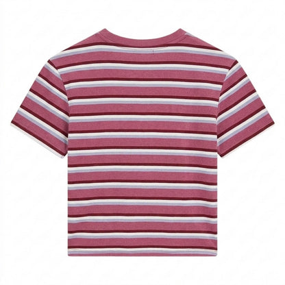 Purple Blush - Back - Guess Womens-Ladies Stripe T-Shirt