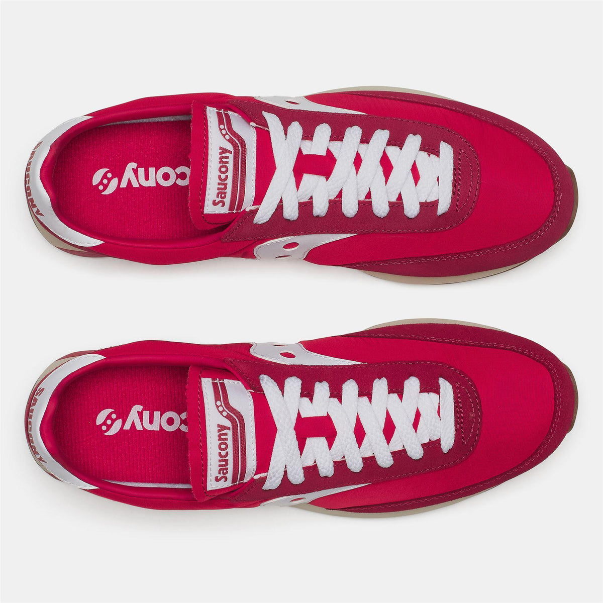 Red-White - Pack Shot - Saucony Unisex Adult 80 Suede Trainers