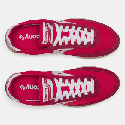 Red-White - Pack Shot - Saucony Unisex Adult 80 Suede Trainers