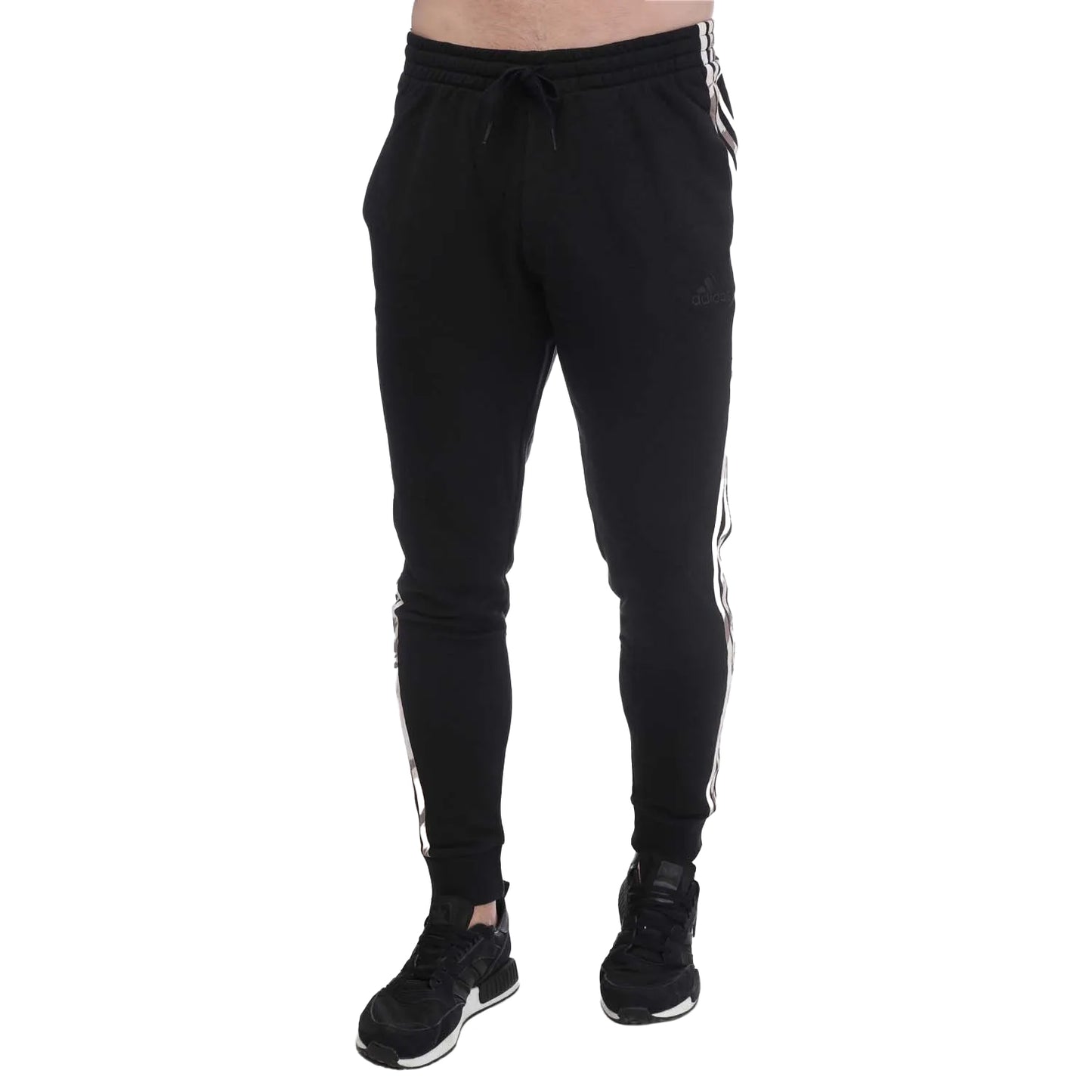Black - Front - Adidas Mens Essentials French Terry Camo Trousers