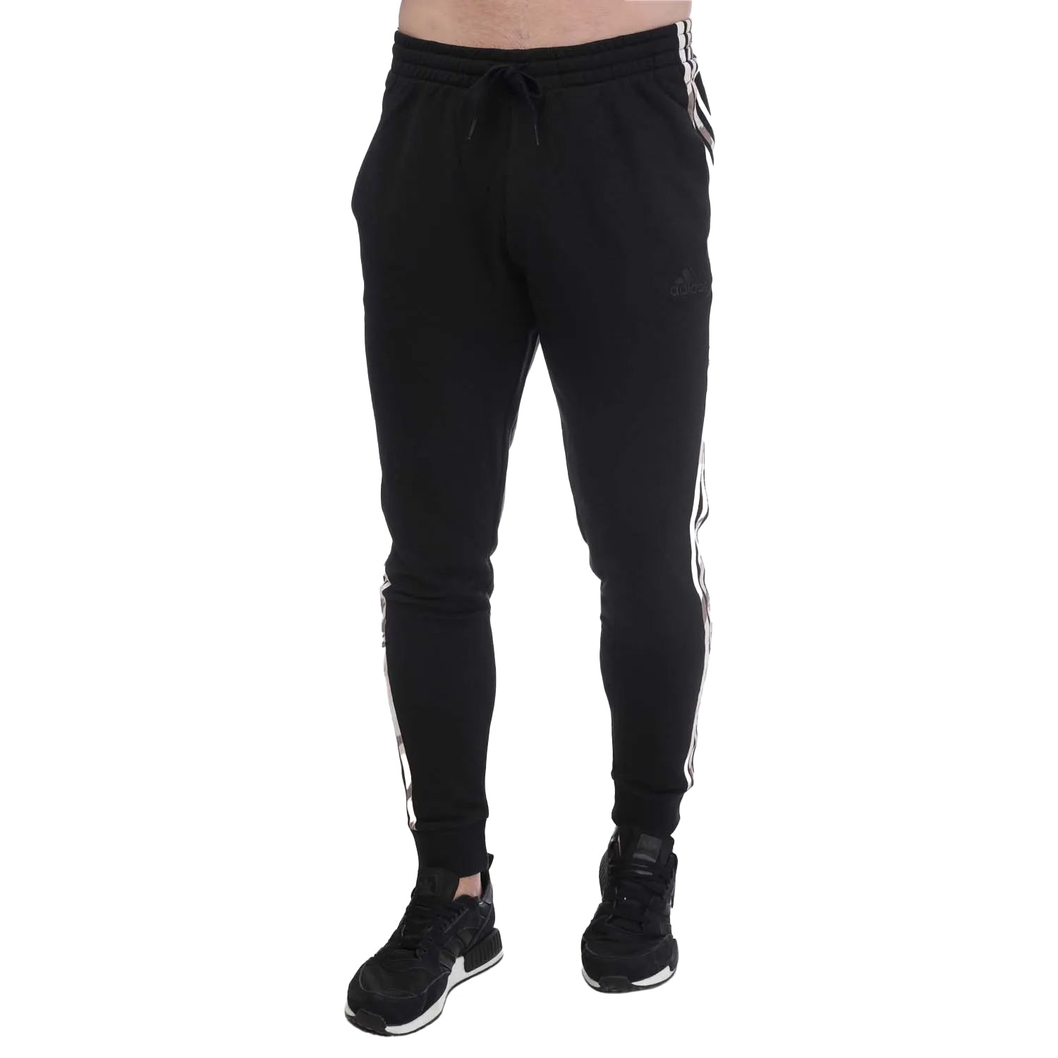 Black - Front - Adidas Mens Essentials French Terry Camo Trousers