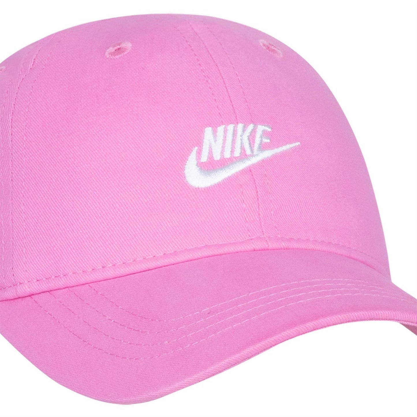 Bright Pink - Side - Nike Childrens-Kids Heritage Logo Brushed Cotton Twill Baseball Cap