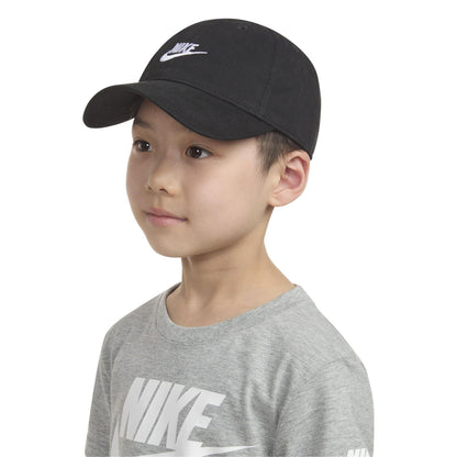 Black - Side - Nike Childrens-Kids Heritage Logo Brushed Cotton Twill Baseball Cap