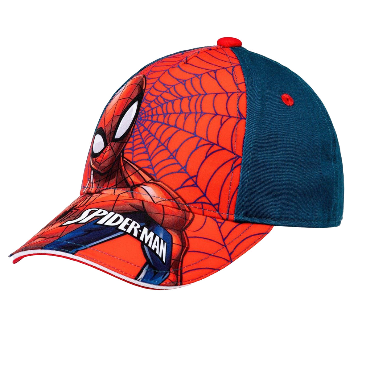 Red - Side - Spider-Man Childrens-Kids Curved Peak Baseball Cap