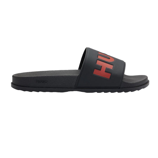 Black - Front - Hugo Mens Open Toe Flat Slides