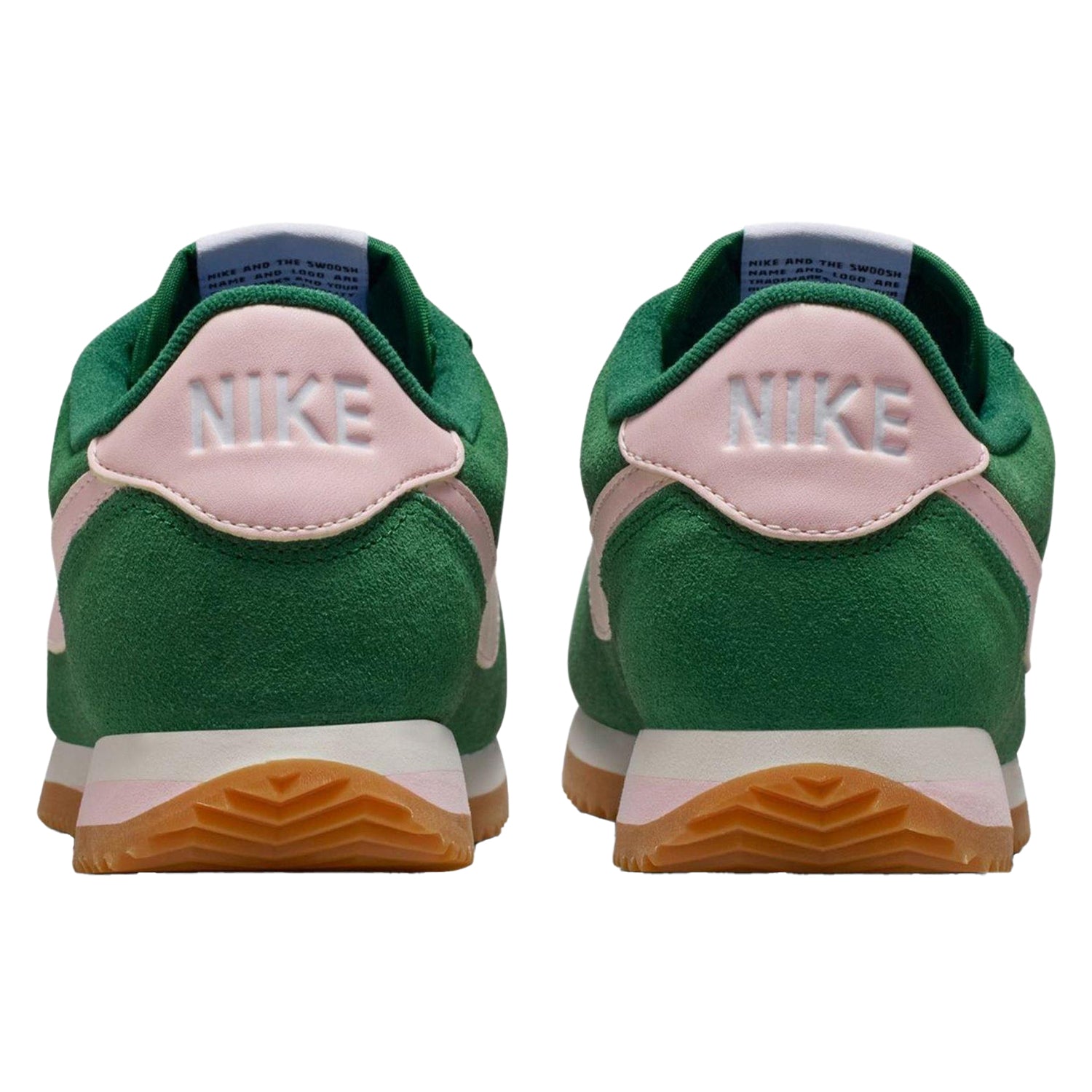 Green-Pink - Back - Nike Womens-Ladies Cortez Suede Trainers