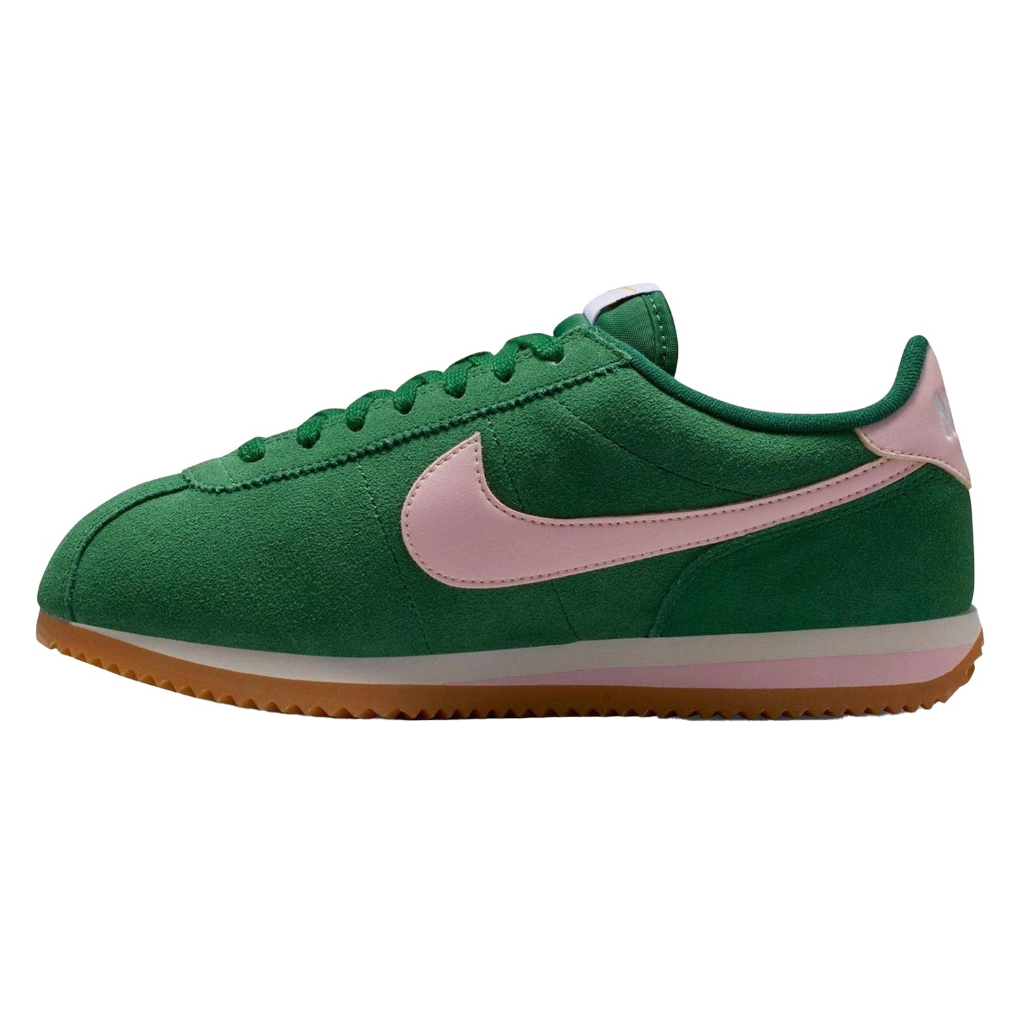 Green-Pink - Side - Nike Womens-Ladies Cortez Suede Trainers