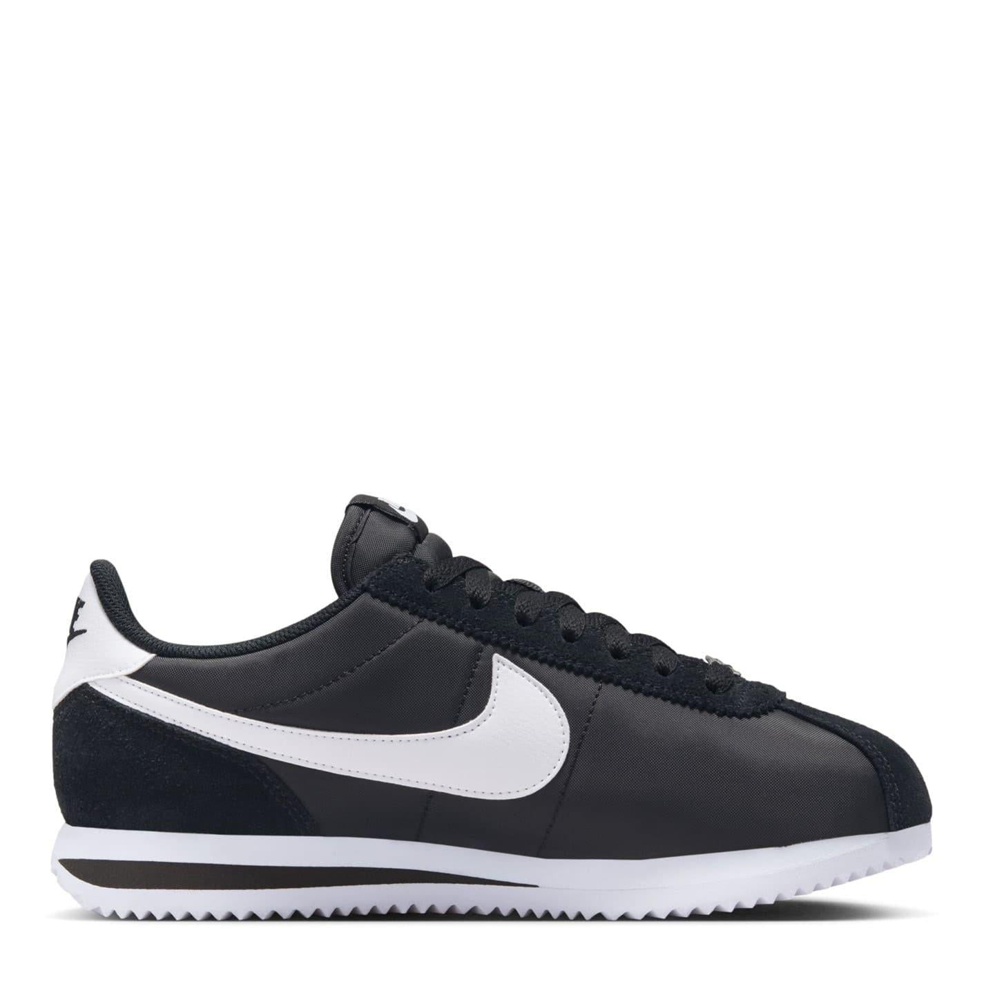 Black-White - Front - Nike Womens-Ladies Cortez Suede Trainers