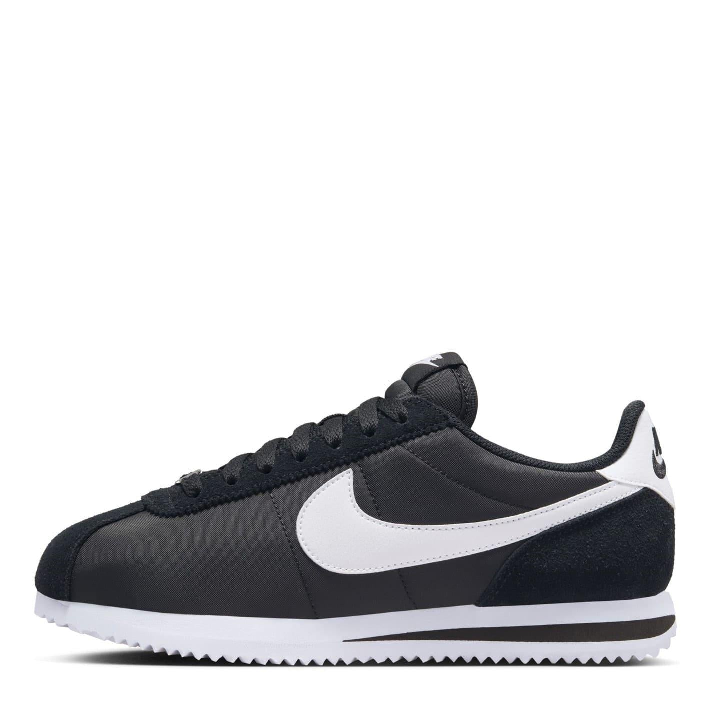 Black-White - Back - Nike Womens-Ladies Cortez Suede Trainers