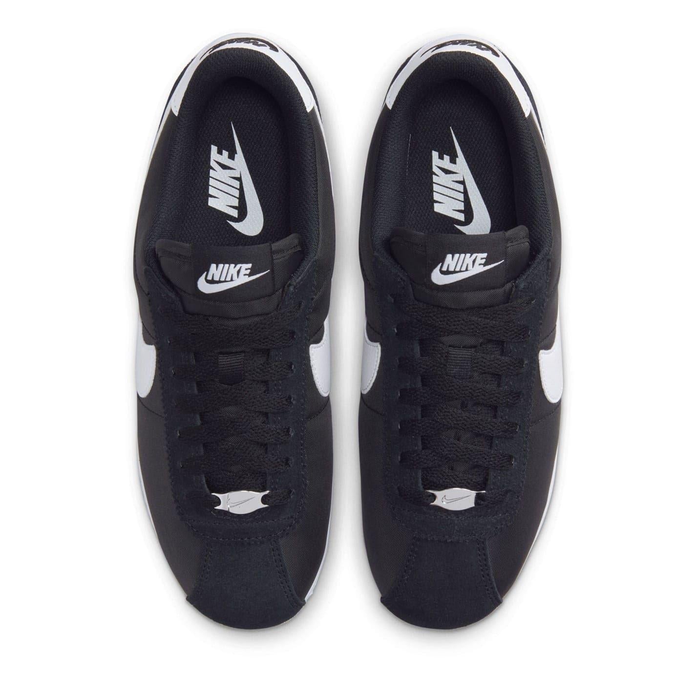 Black-White - Pack Shot - Nike Womens-Ladies Cortez Suede Trainers