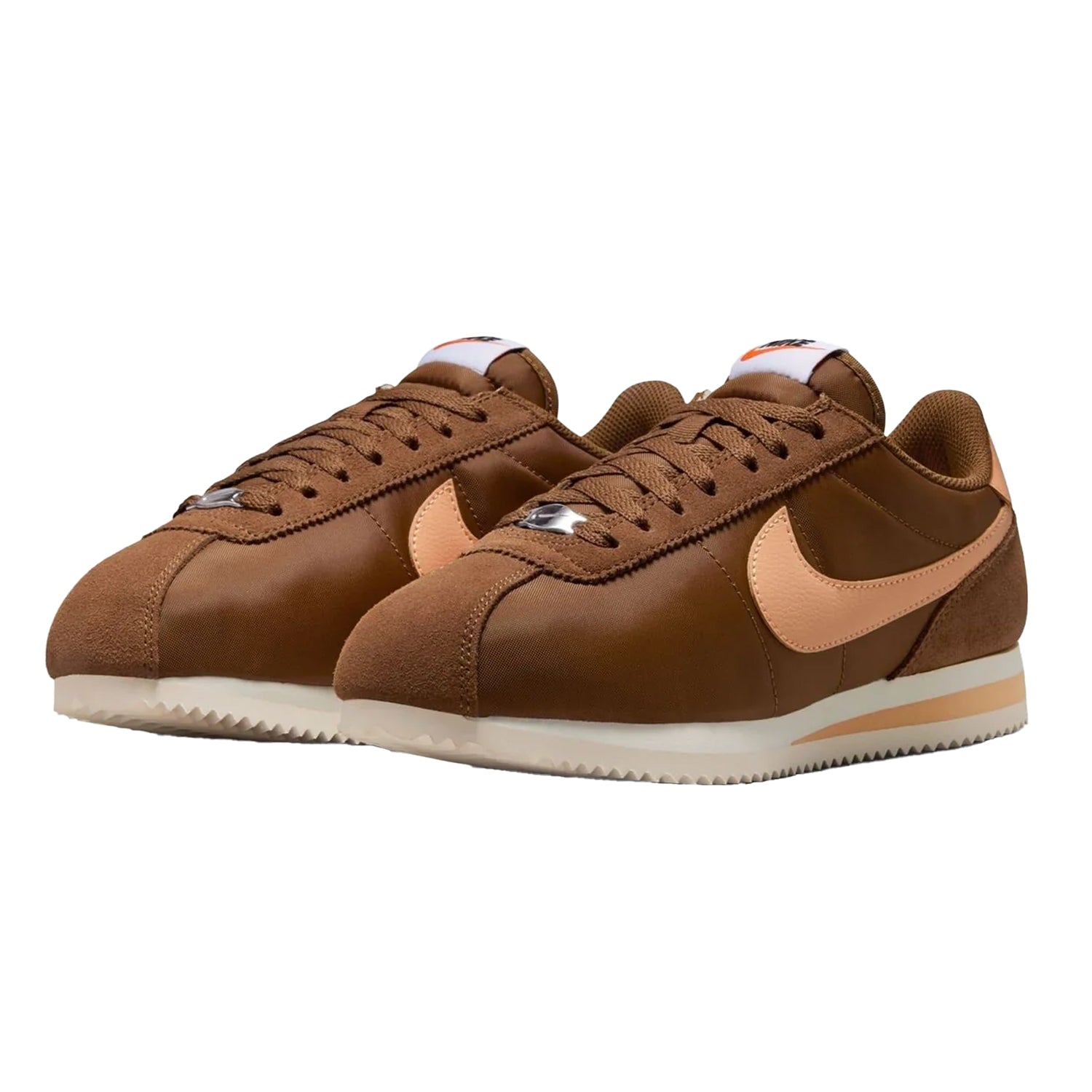 Brown-Orange - Pack Shot - Nike Womens-Ladies Cortez Suede Trainers