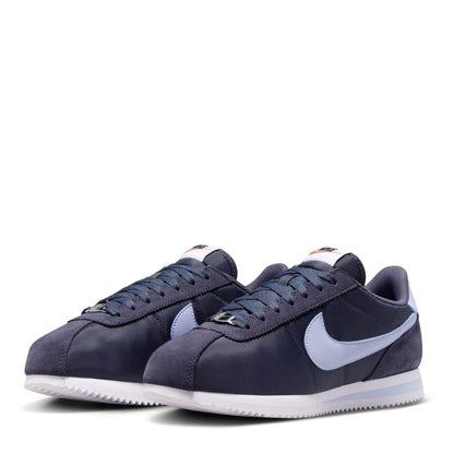 Navy-White - Side - Nike Womens-Ladies Cortez Suede Trainers