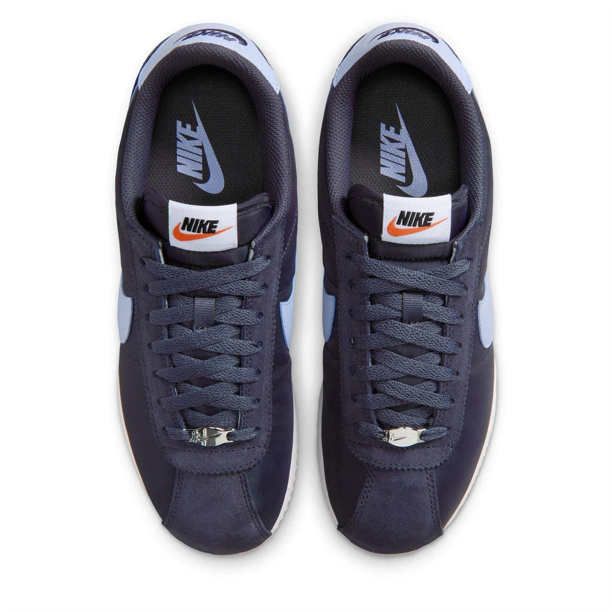 Navy-White - Pack Shot - Nike Womens-Ladies Cortez Suede Trainers
