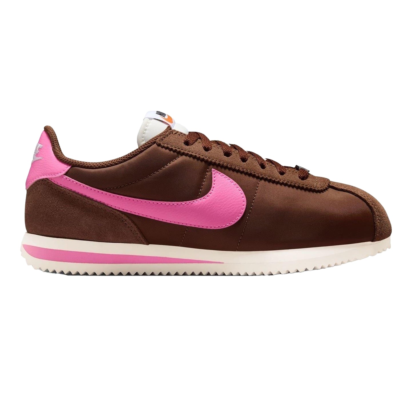 Brown-Pink - Front - Nike Womens-Ladies Cortez Suede Trainers