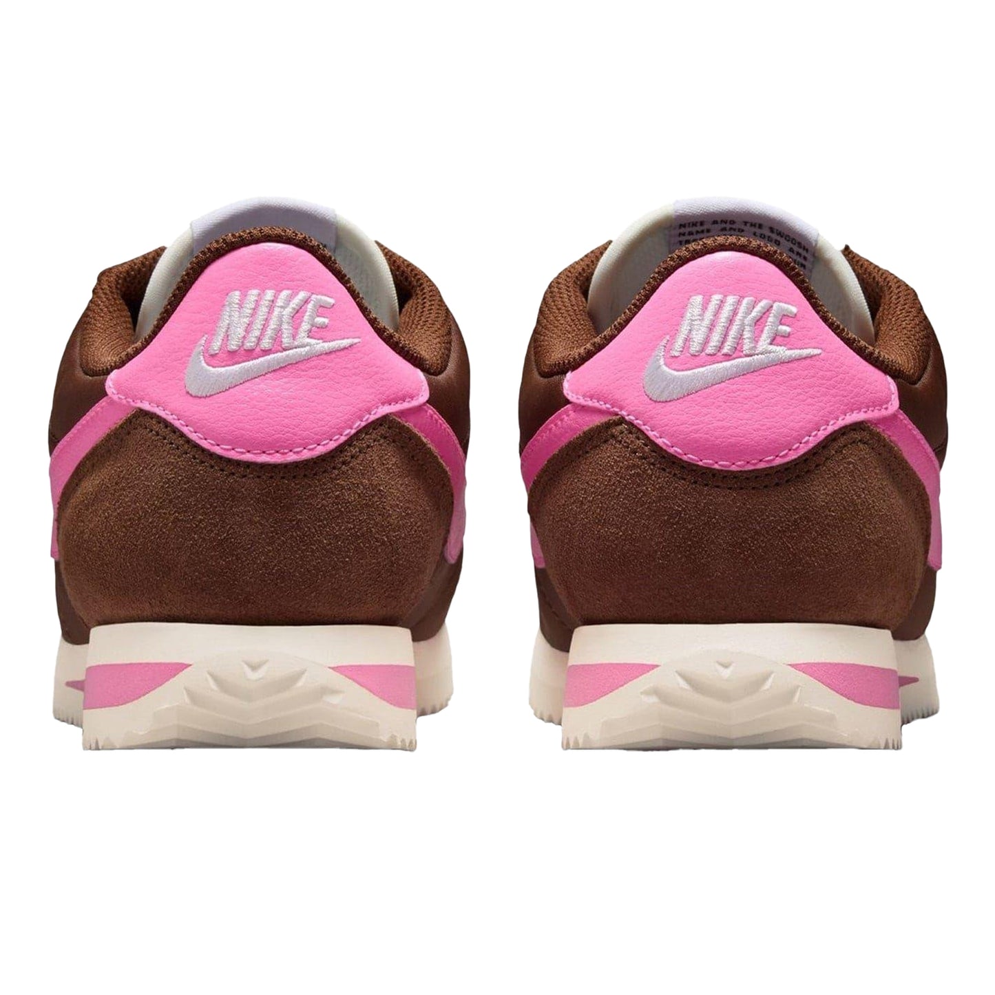 Brown-Pink - Back - Nike Womens-Ladies Cortez Suede Trainers