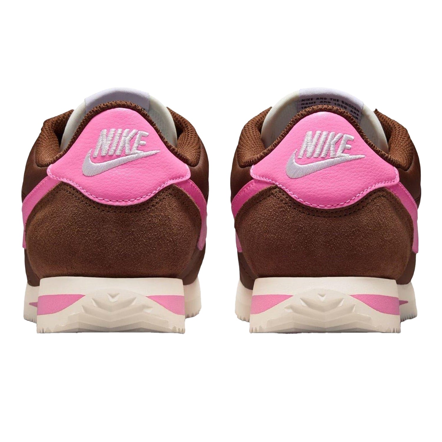 Brown-Pink - Back - Nike Womens-Ladies Cortez Suede Trainers