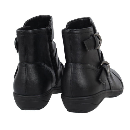 Black - Back - Miso Womens-Ladies Low Wedge Ankle Boots