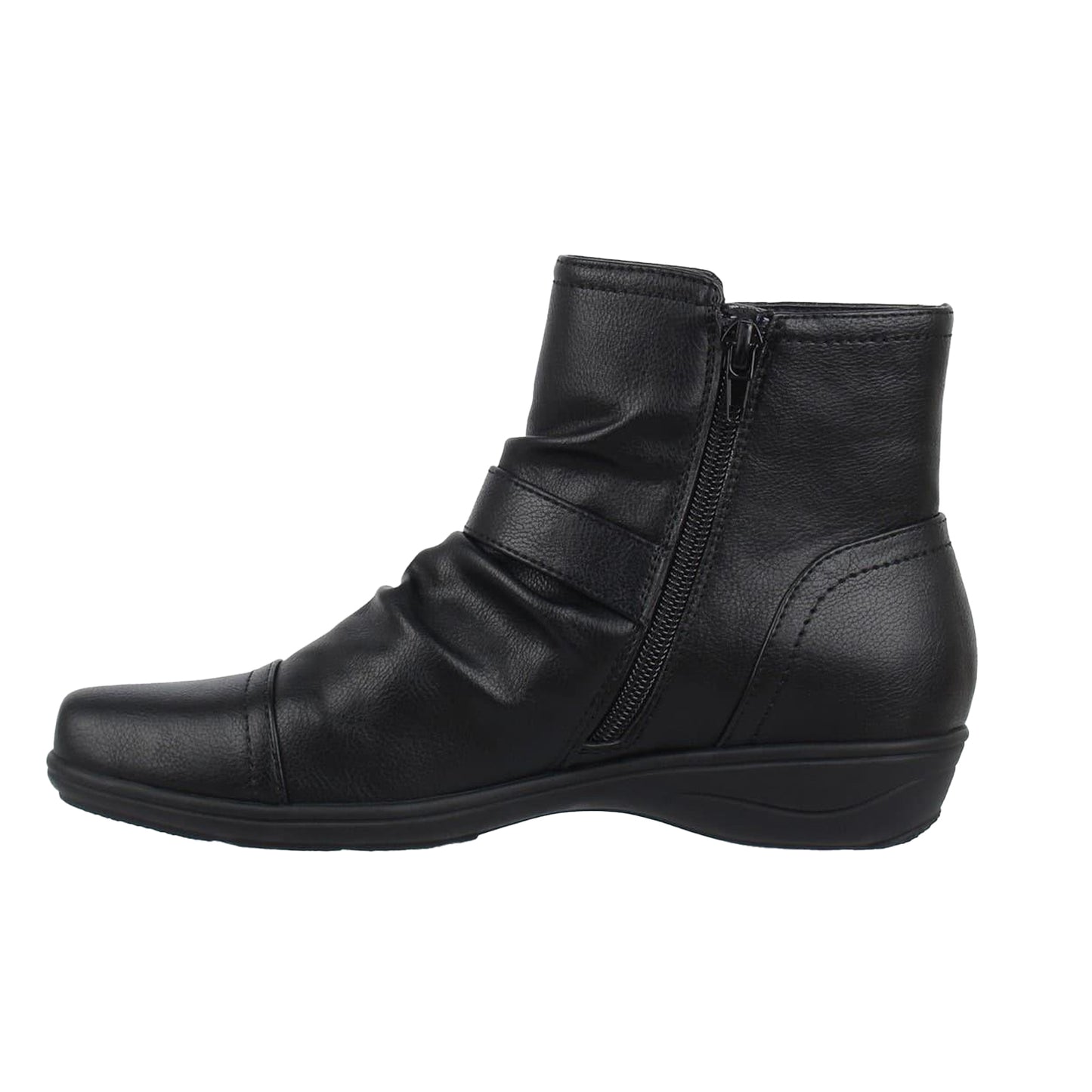 Black - Side - Miso Womens-Ladies Low Wedge Ankle Boots