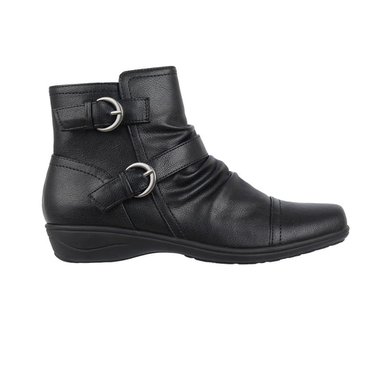 Black - Front - Miso Womens-Ladies Low Wedge Ankle Boots