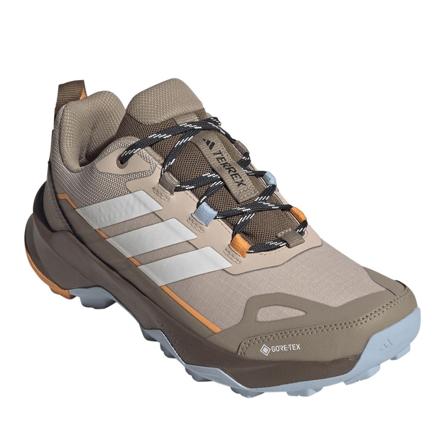 Taupe-White-Blue - Side - Adidas Womens-Ladies Terrex Skychaser Hiking Shoes